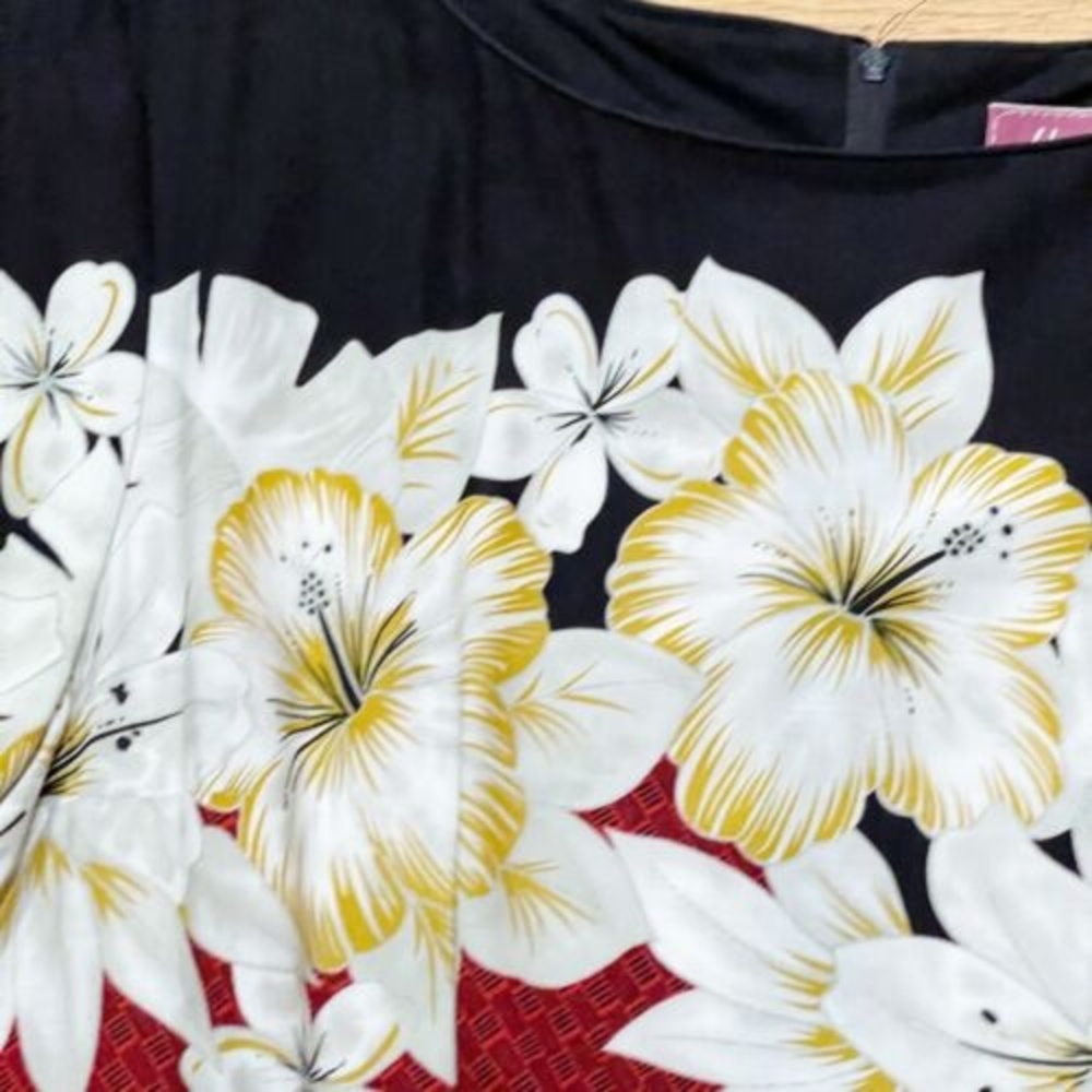 Vintage Hawaiian Maxi Dress by Island Moments Size L Rayon Floral Cap Sleeve EUC - Picture 15 of 15
